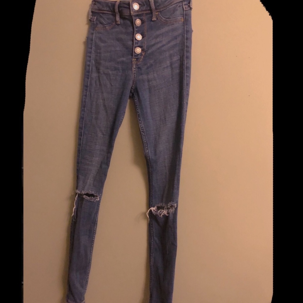 High Rise Hollister Ripped Jean Jeggings